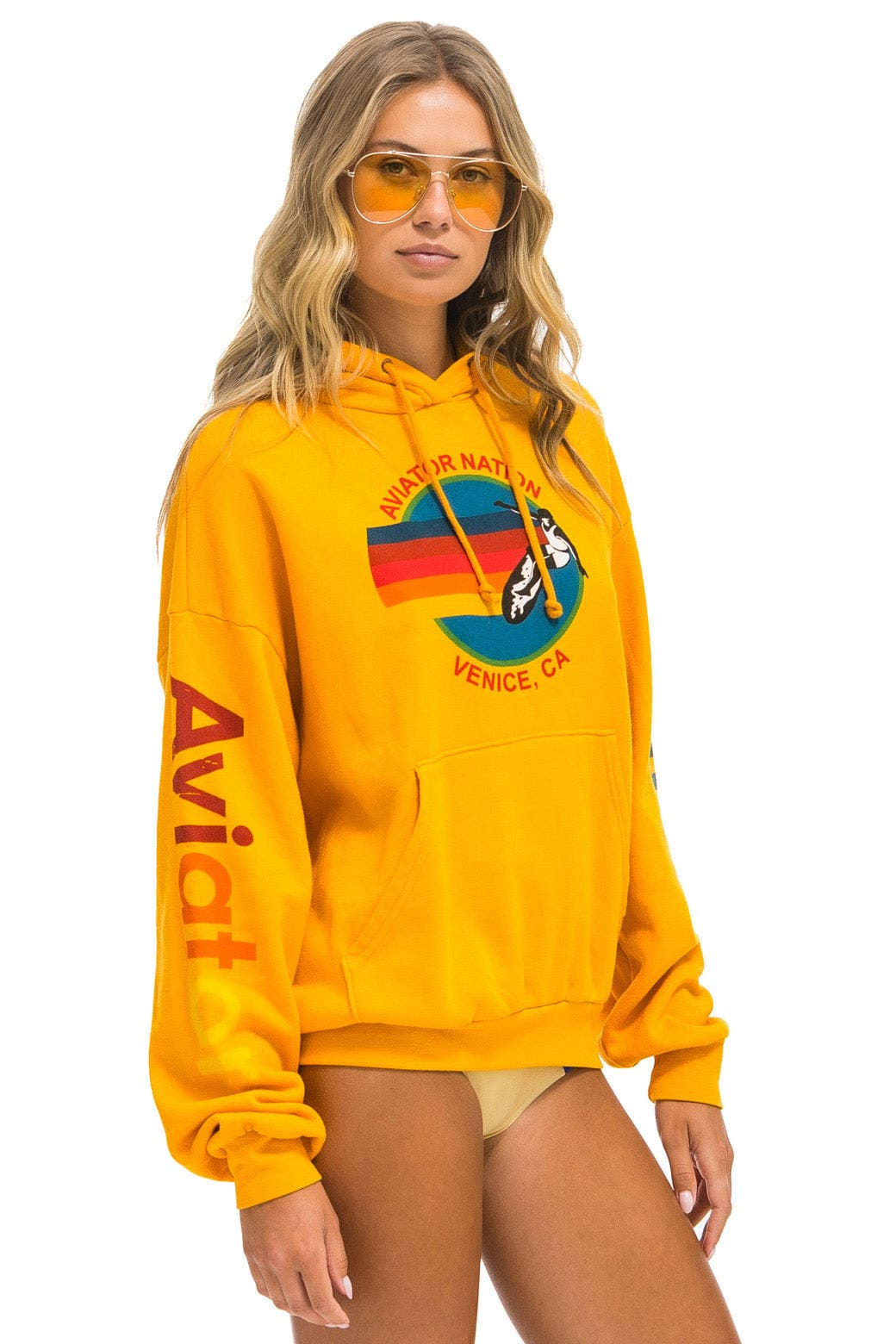 AVIATOR NATION RELAXED VENICE PULLOVER HOODIE - GOLD