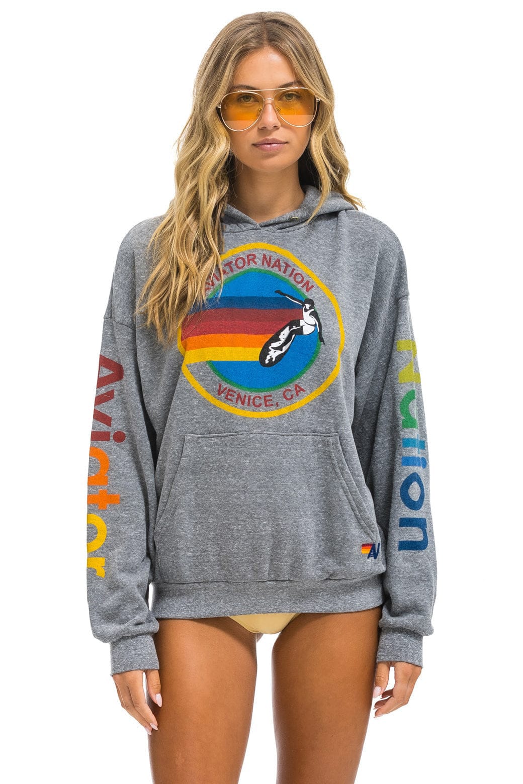 AVIATOR NATION RELAXED VENICE PULLOVER HOODIE - HEATHER GREY
