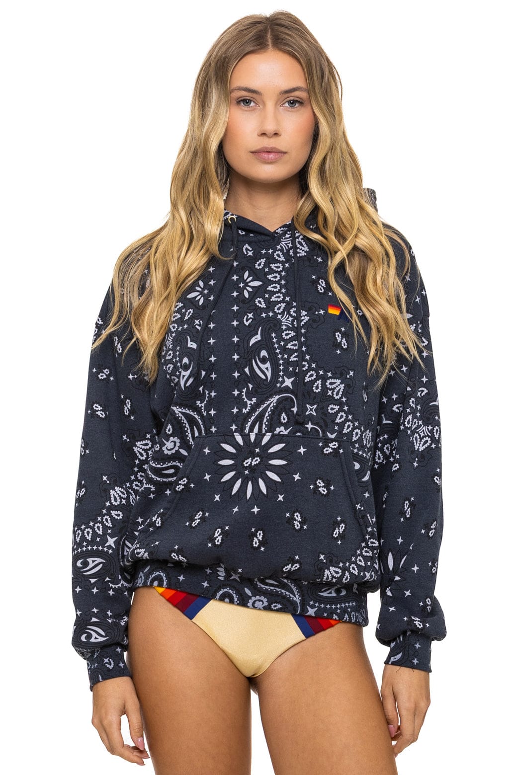 BANDANA RELAXED PULLOVER HOODIE - CHARCOAL