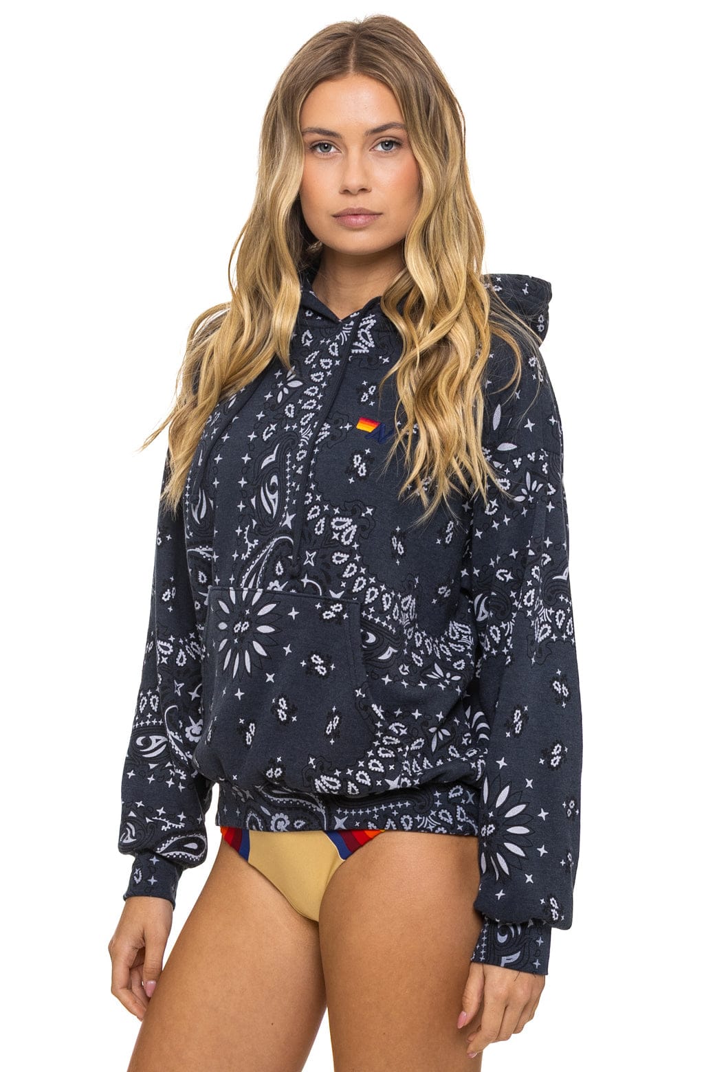 BANDANA RELAXED PULLOVER HOODIE - CHARCOAL