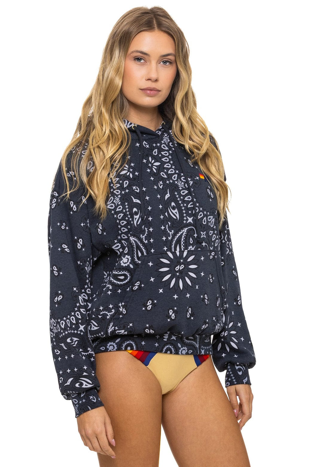 BANDANA RELAXED PULLOVER HOODIE - CHARCOAL