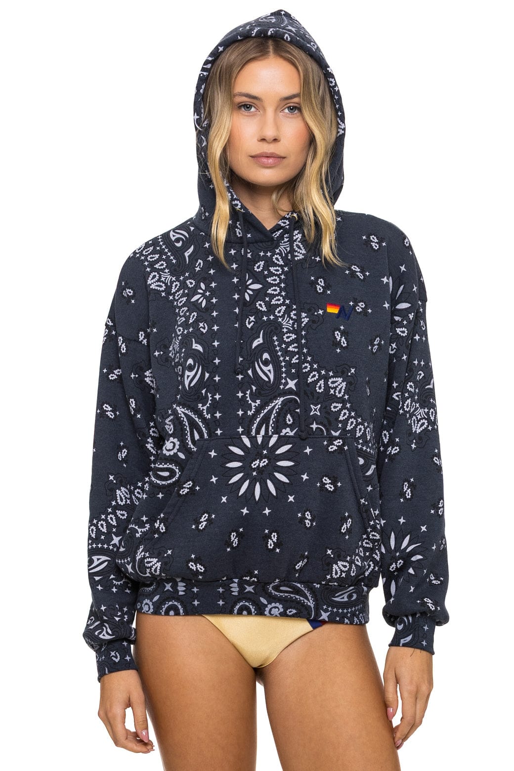 BANDANA RELAXED PULLOVER HOODIE - CHARCOAL