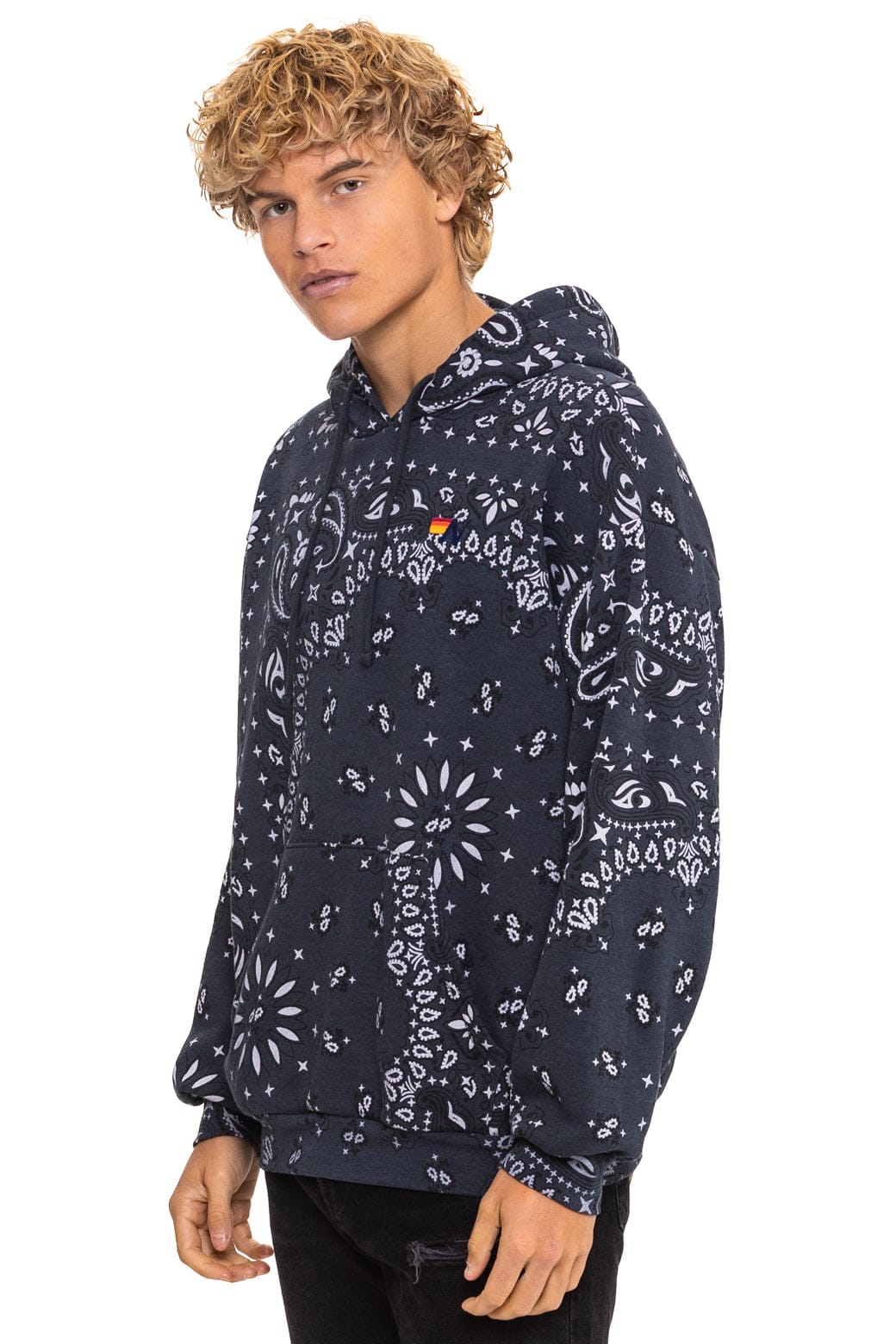 BANDANA RELAXED PULLOVER HOODIE - CHARCOAL