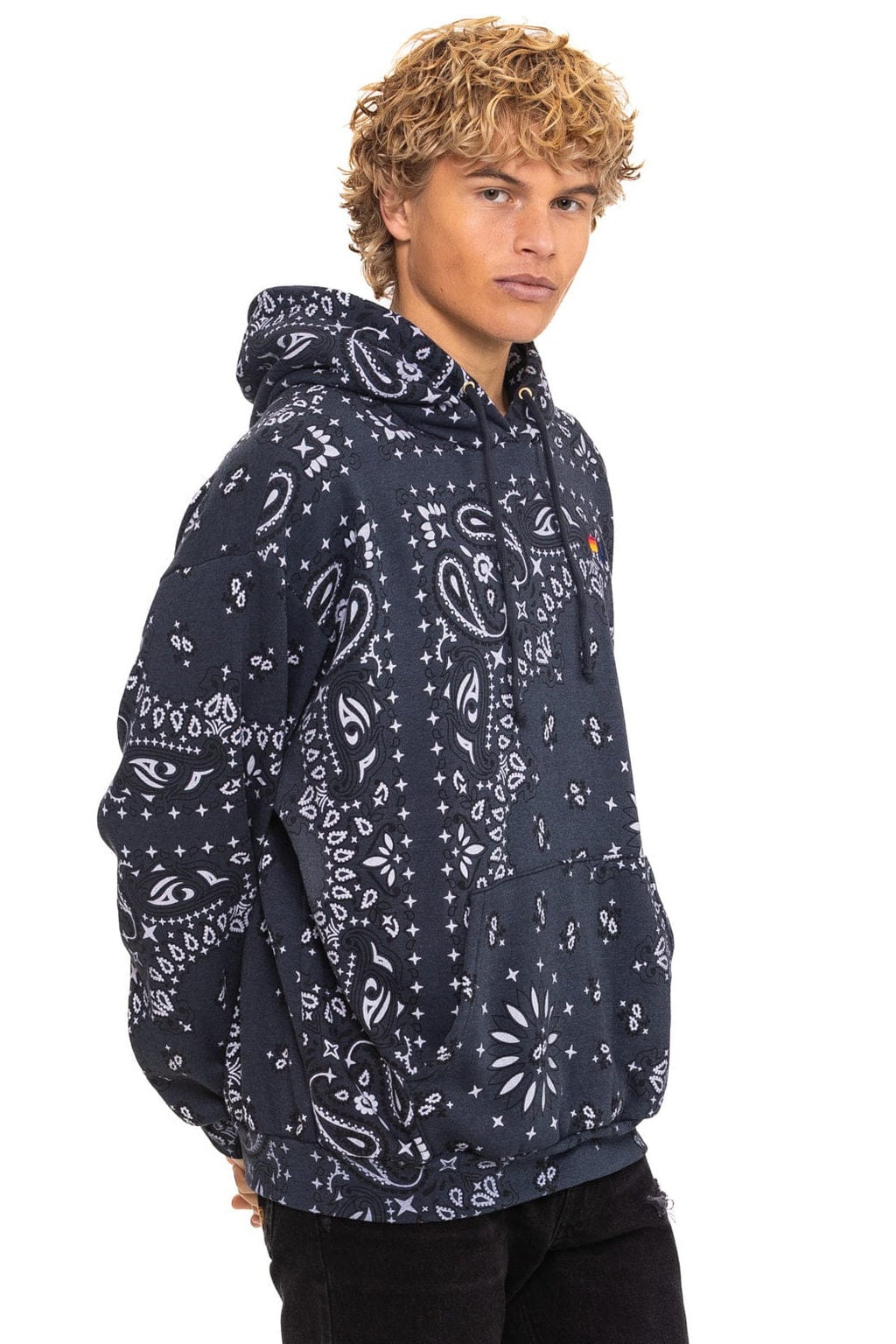 BANDANA RELAXED PULLOVER HOODIE - CHARCOAL