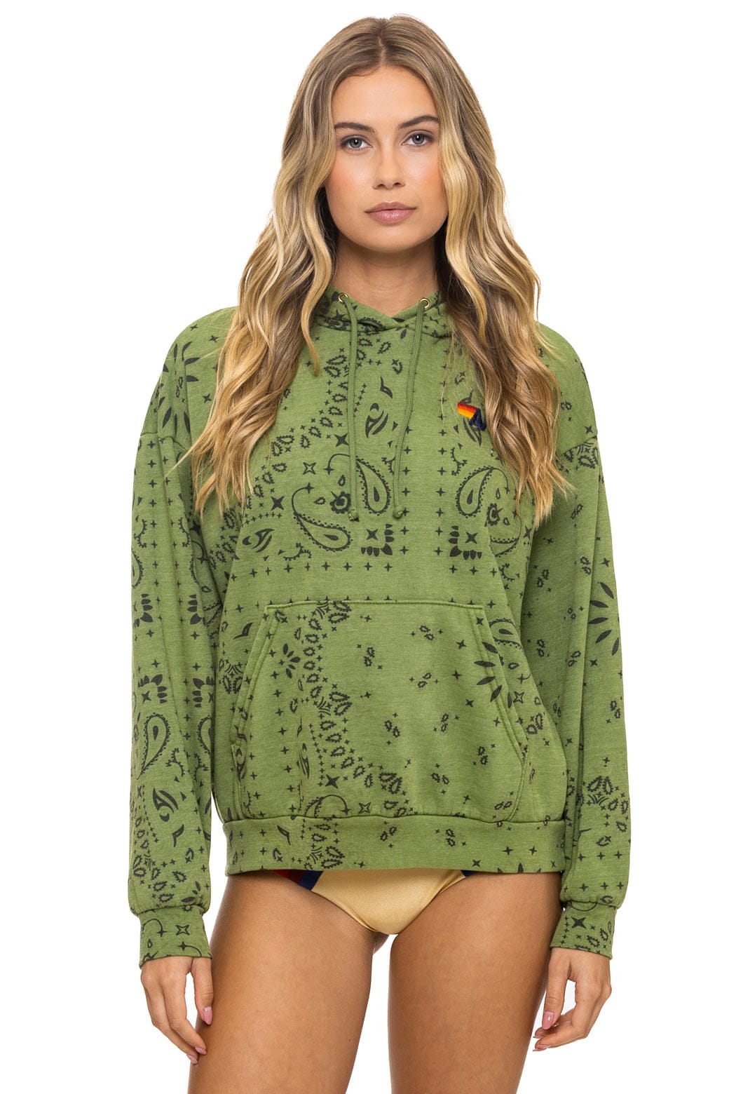 BANDANA RELAXED PULLOVER HOODIE - JUNGLE GREEN