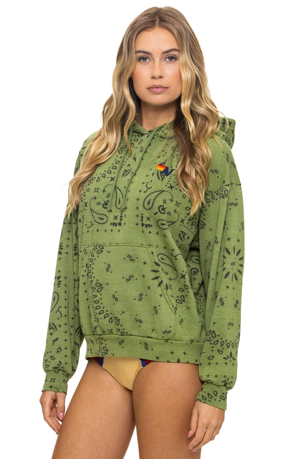 BANDANA RELAXED PULLOVER HOODIE - JUNGLE GREEN