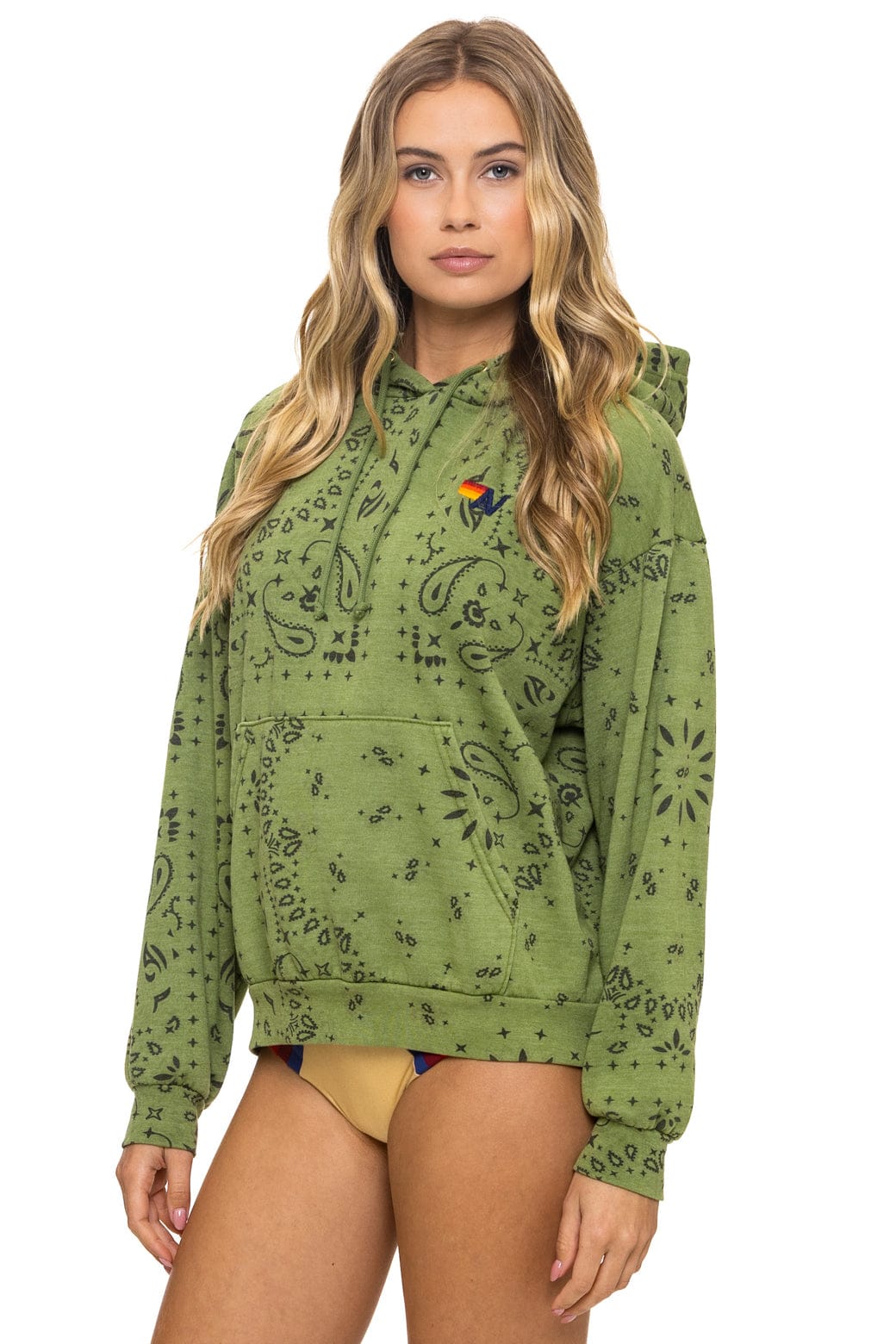 BANDANA RELAXED PULLOVER HOODIE - JUNGLE GREEN