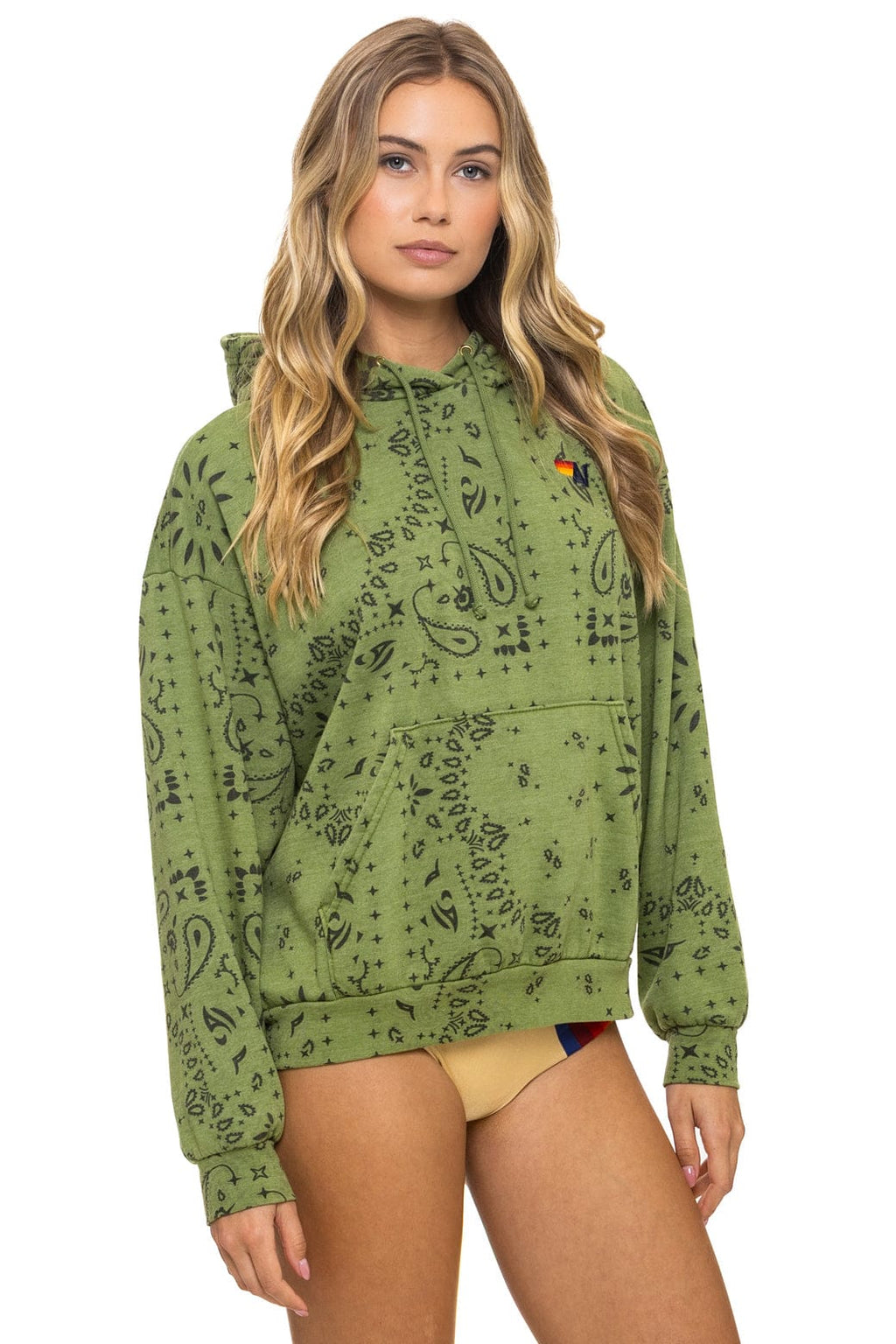 BANDANA RELAXED PULLOVER HOODIE - JUNGLE GREEN