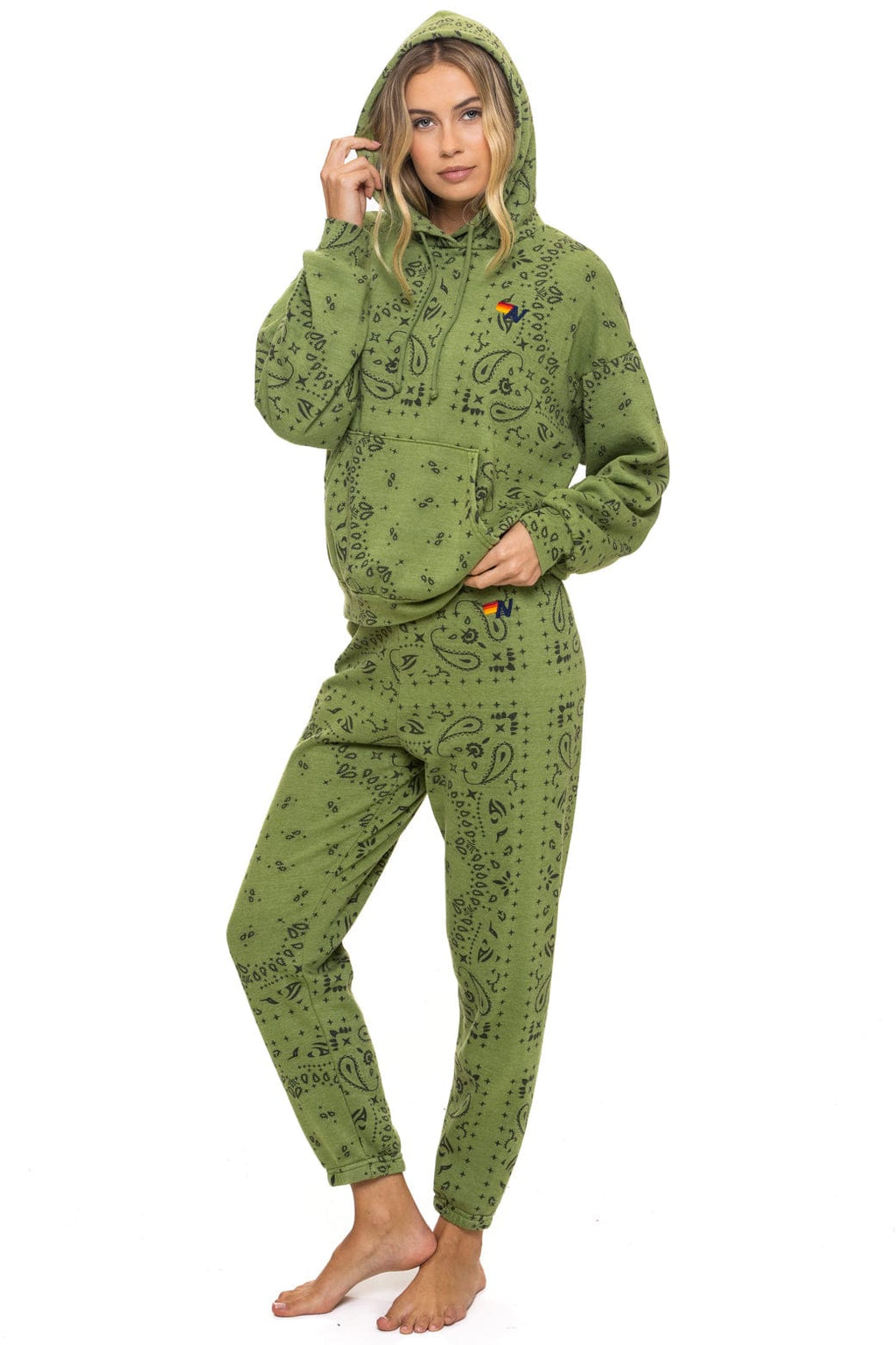 BANDANA RELAXED PULLOVER HOODIE - JUNGLE GREEN