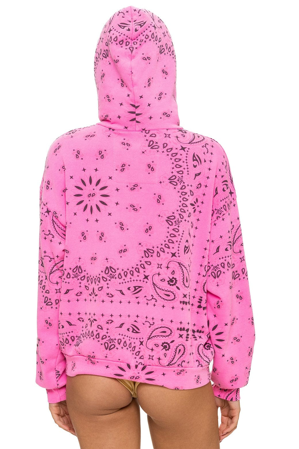 BANDANA RELAXED PULLOVER HOODIE - NEON PINK