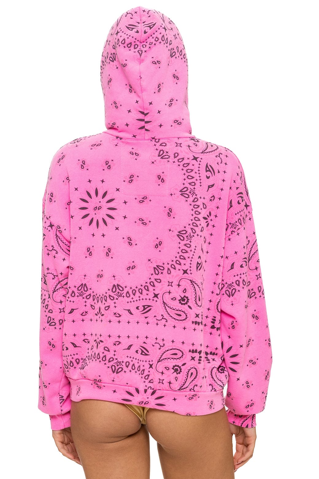 BANDANA RELAXED PULLOVER HOODIE - NEON PINK