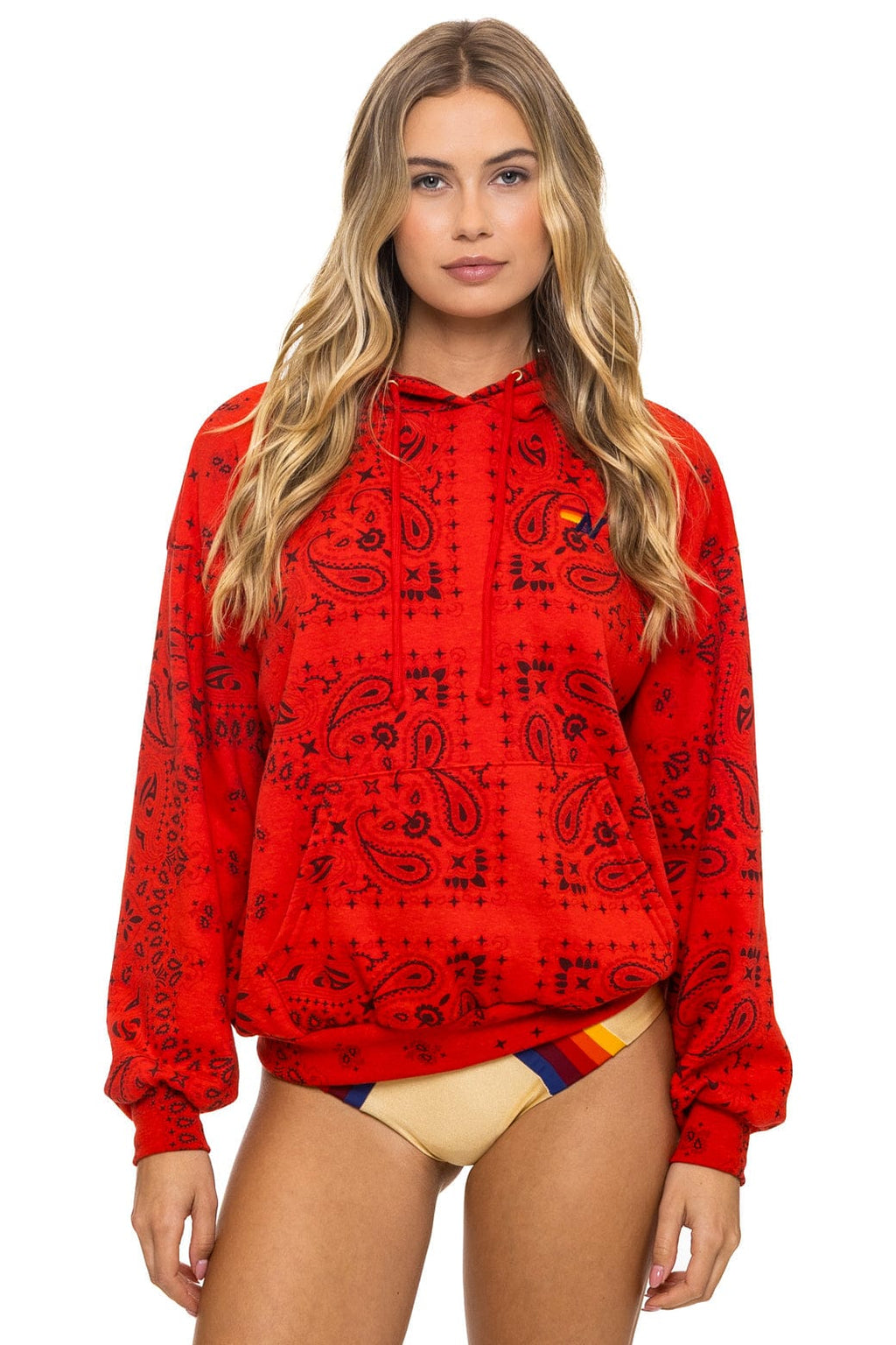 BANDANA RELAXED PULLOVER HOODIE - RED