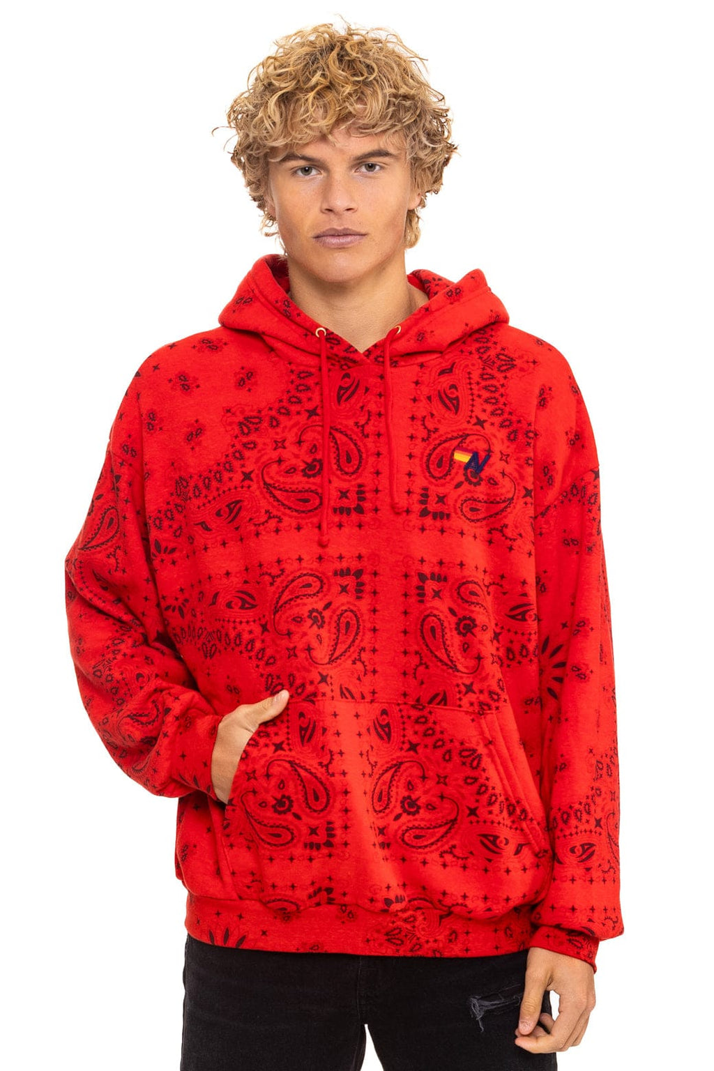 BANDANA RELAXED PULLOVER HOODIE - RED