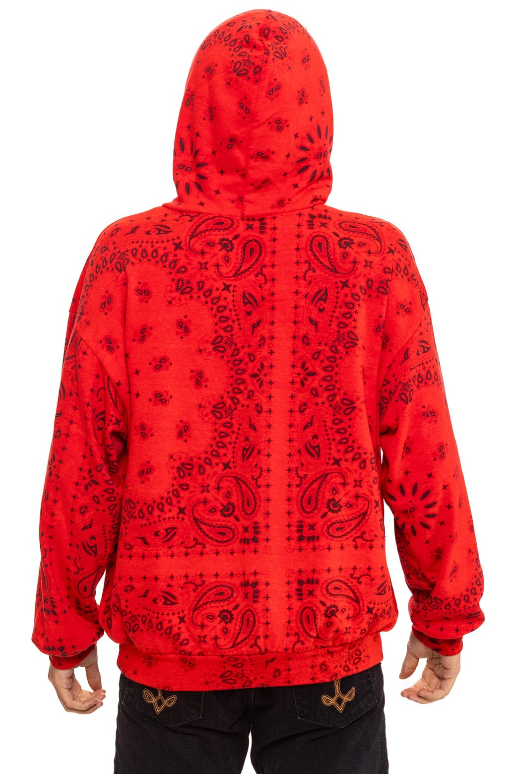 BANDANA RELAXED PULLOVER HOODIE - RED