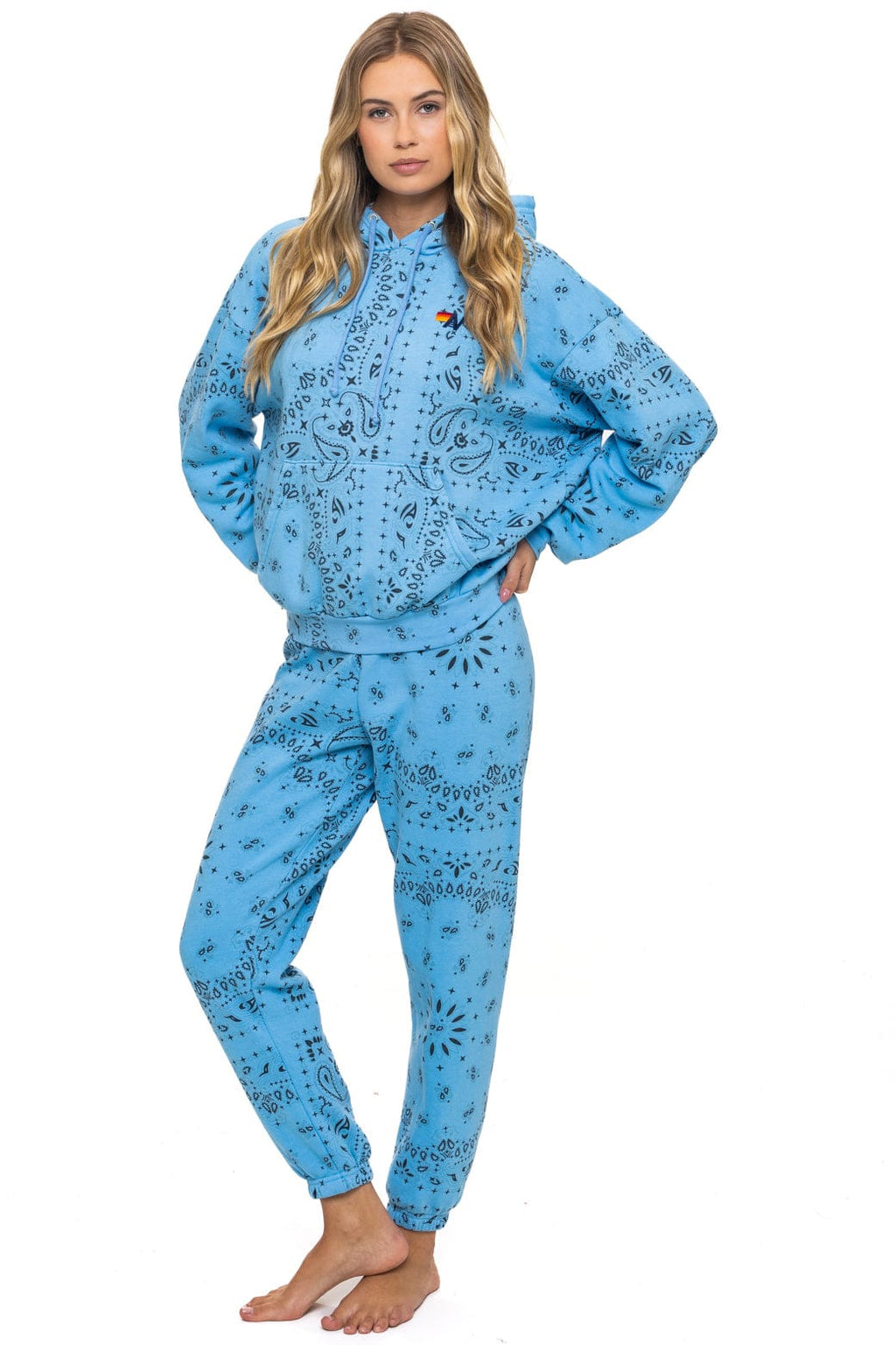 BANDANA RELAXED PULLOVER HOODIE - SKY