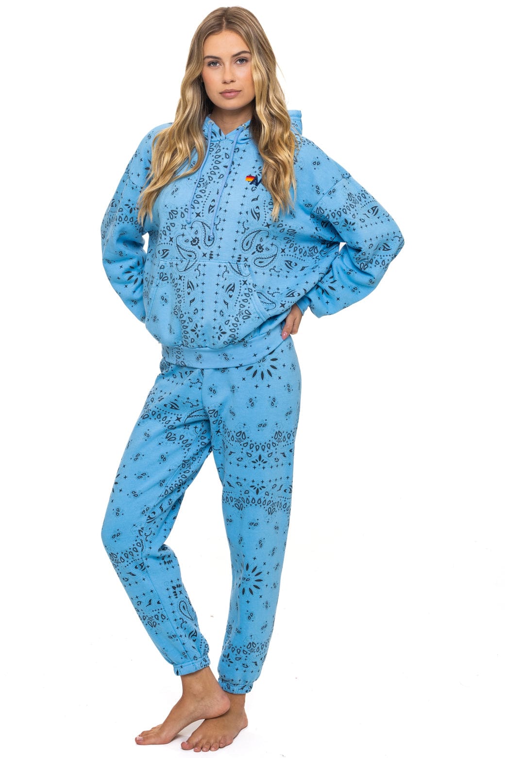 BANDANA RELAXED PULLOVER HOODIE - SKY