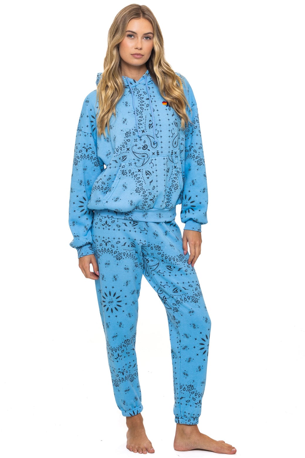 BANDANA RELAXED PULLOVER HOODIE - SKY