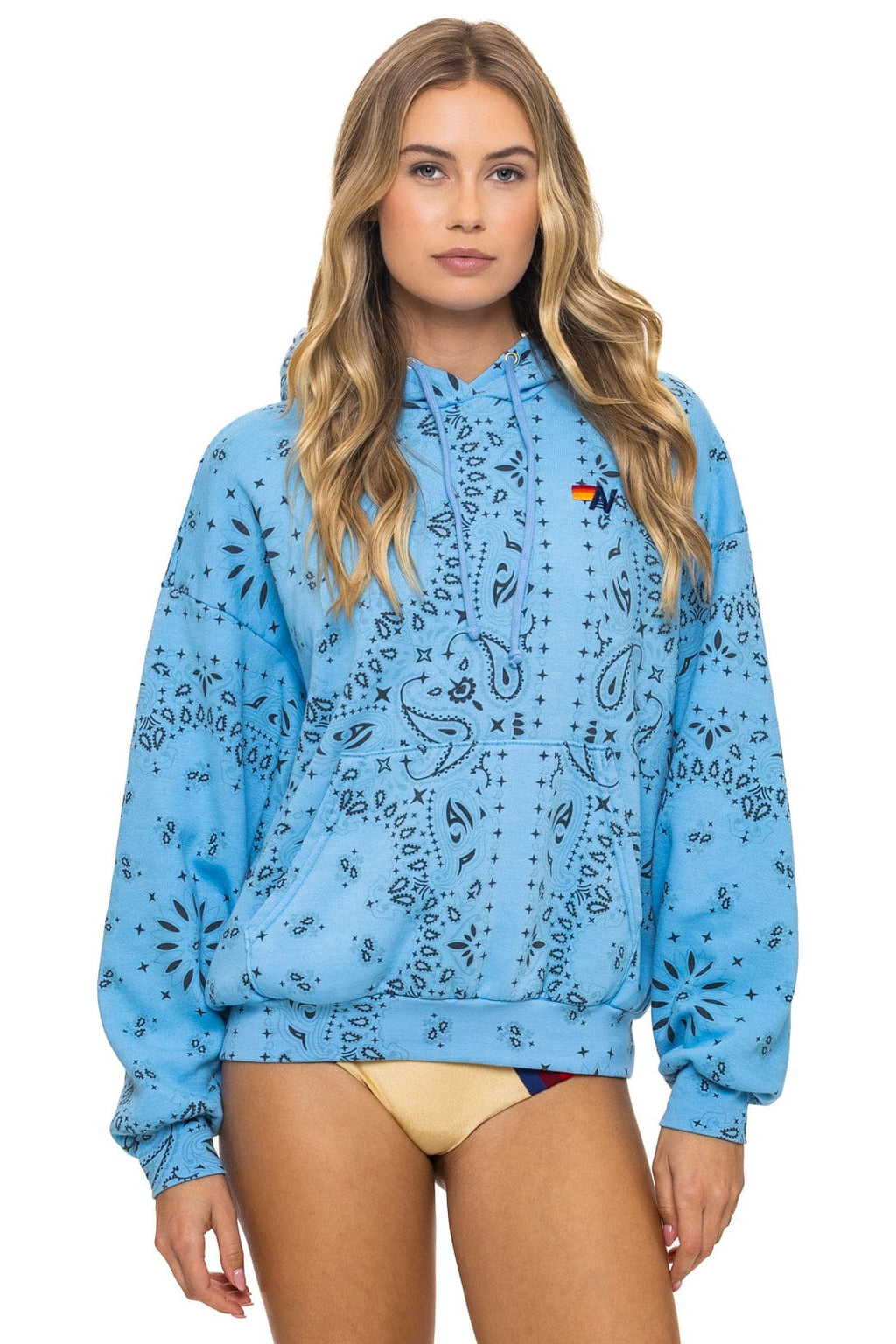 BANDANA RELAXED PULLOVER HOODIE - SKY