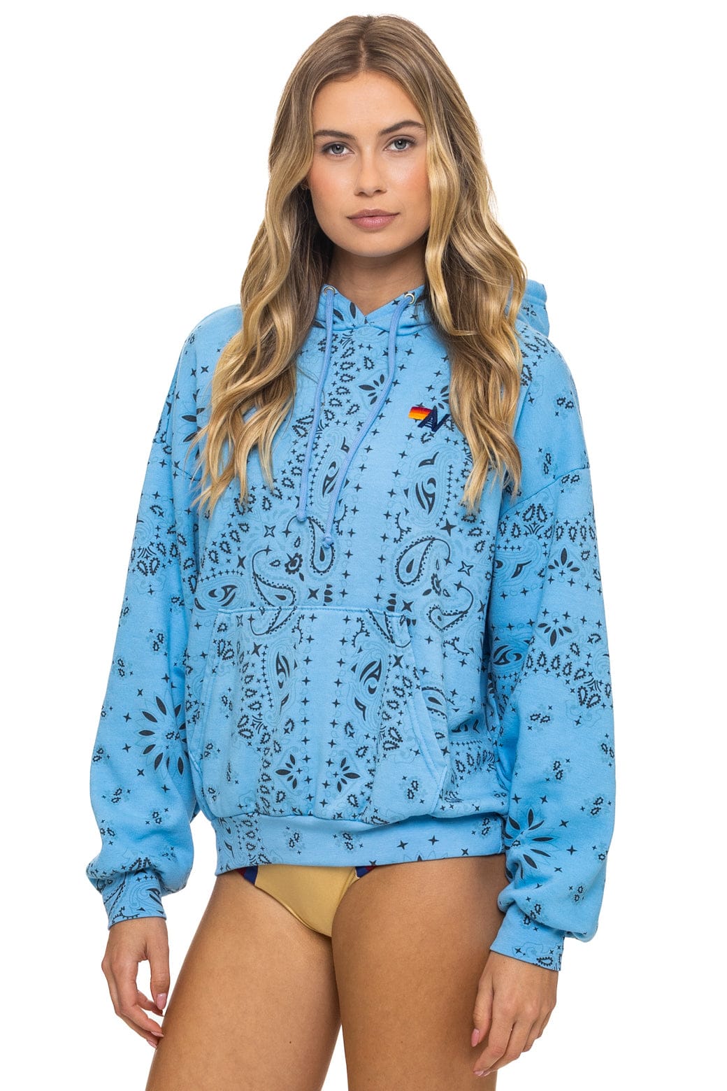 BANDANA RELAXED PULLOVER HOODIE - SKY