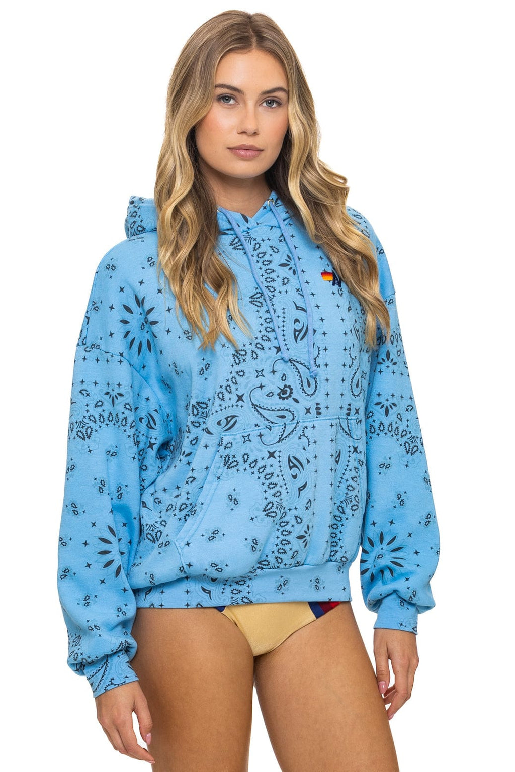 BANDANA RELAXED PULLOVER HOODIE - SKY