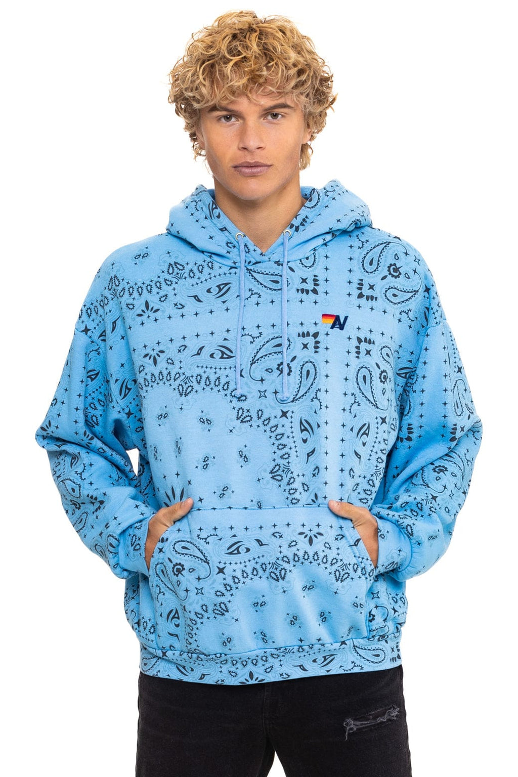 BANDANA RELAXED PULLOVER HOODIE - SKY