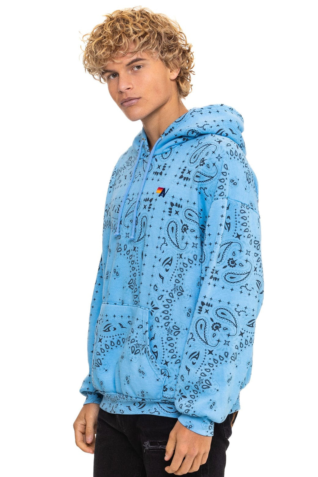 BANDANA RELAXED PULLOVER HOODIE - SKY