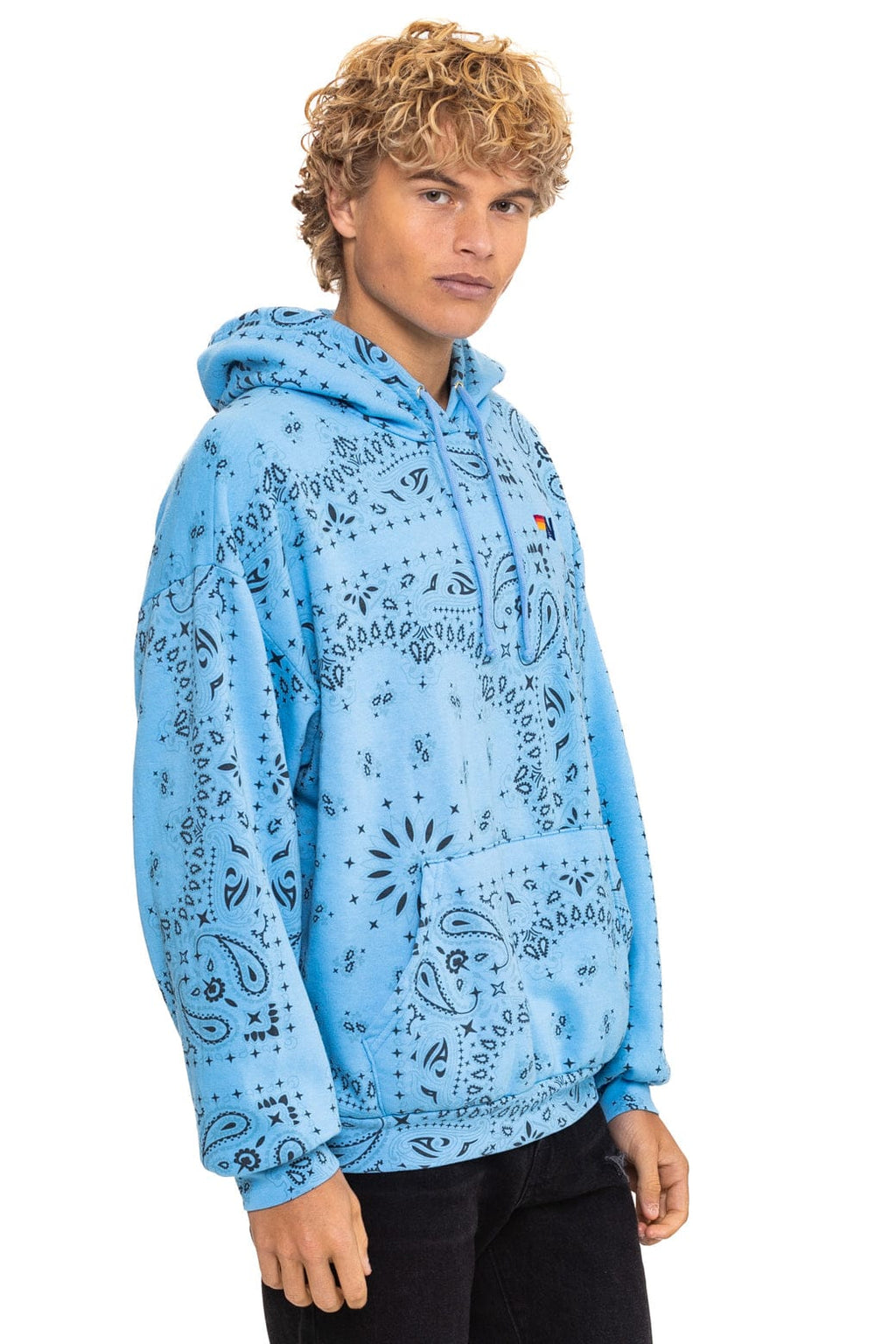 BANDANA RELAXED PULLOVER HOODIE - SKY