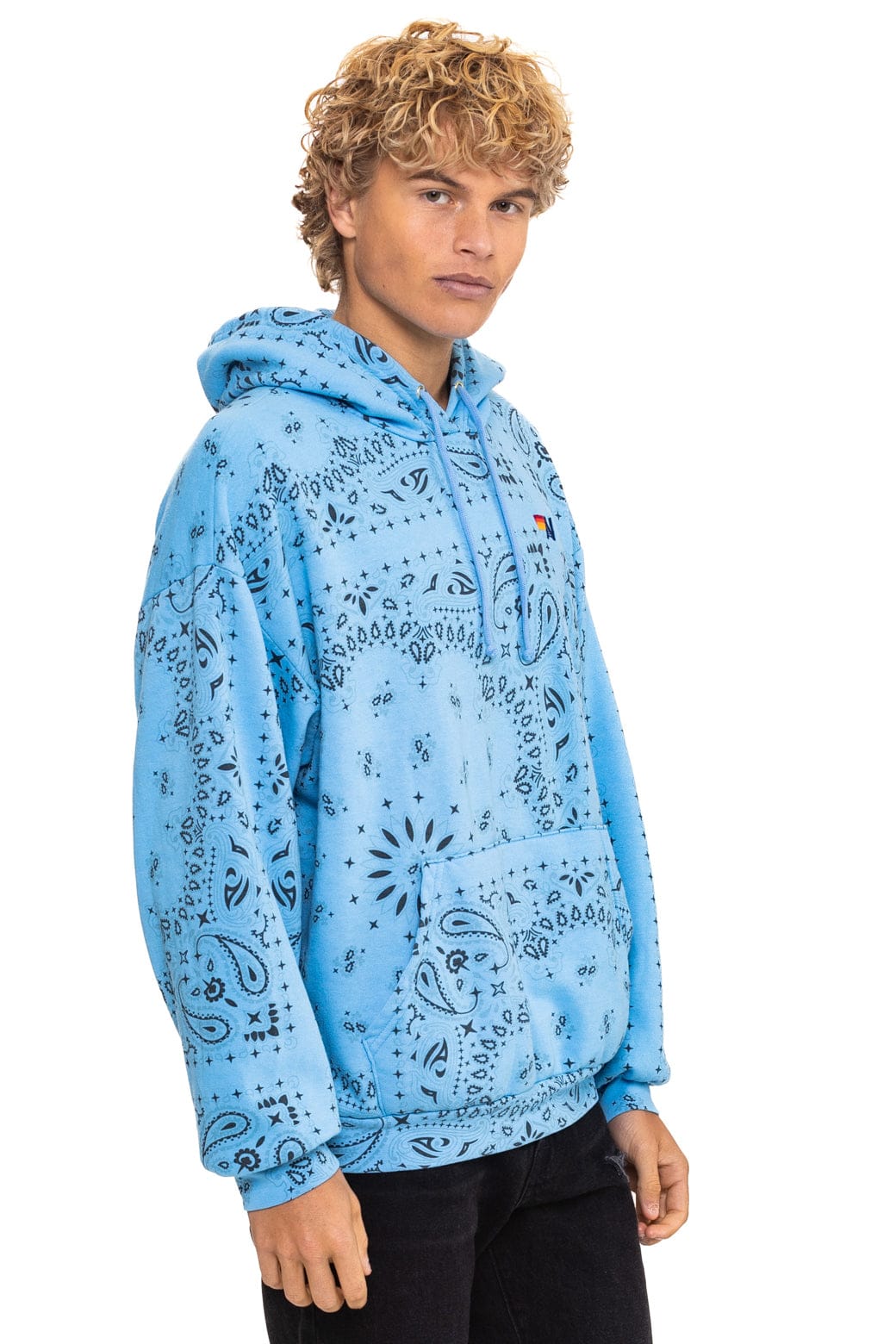 BANDANA RELAXED PULLOVER HOODIE - SKY