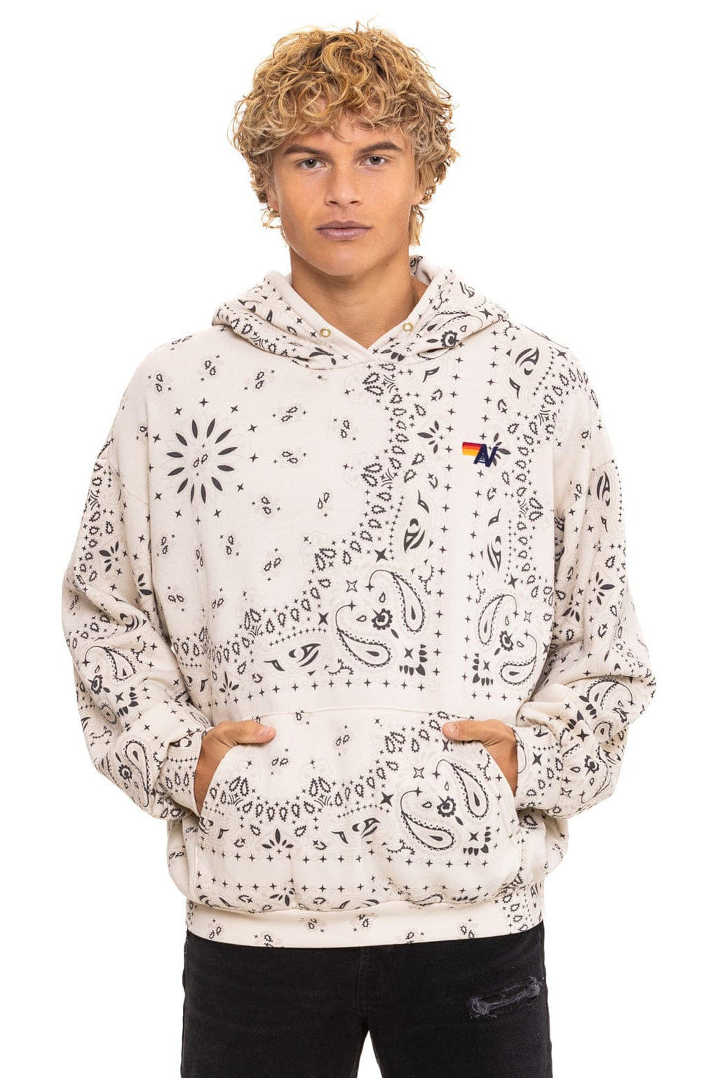 BANDANA RELAXED PULLOVER HOODIE - VINTAGE WHITE