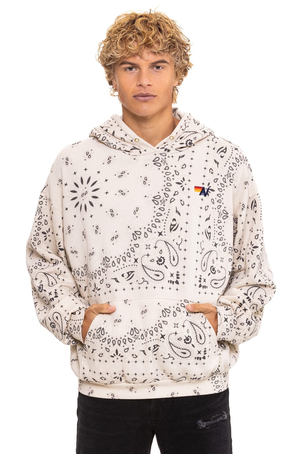 BANDANA RELAXED PULLOVER HOODIE - VINTAGE WHITE