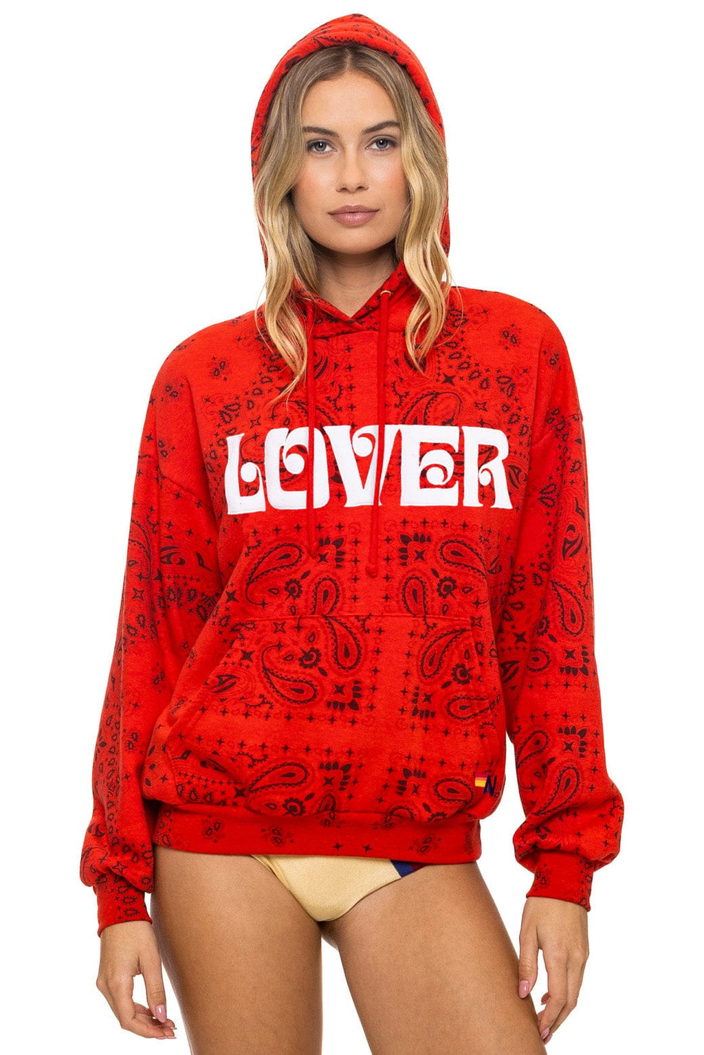 BANDANA LOVER RELAXED PULLOVER HOODIE - RED