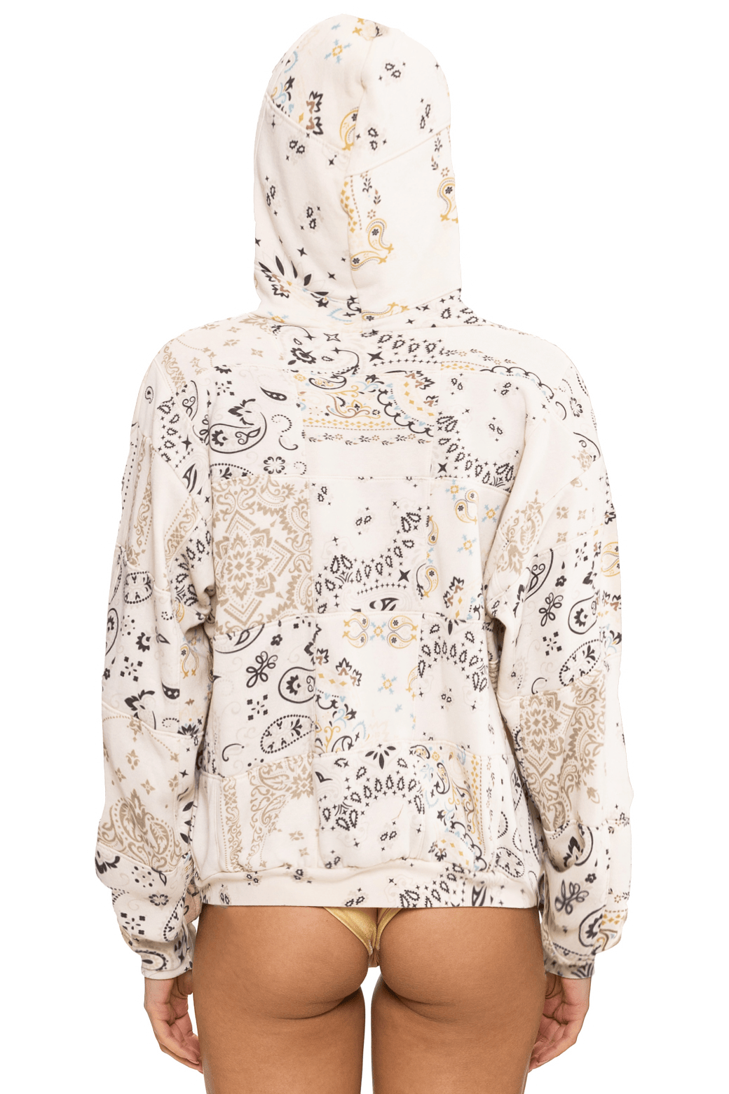 BANDANA QUILTED RELAXED PULLOVER HOODIE - VINTAGE WHITE