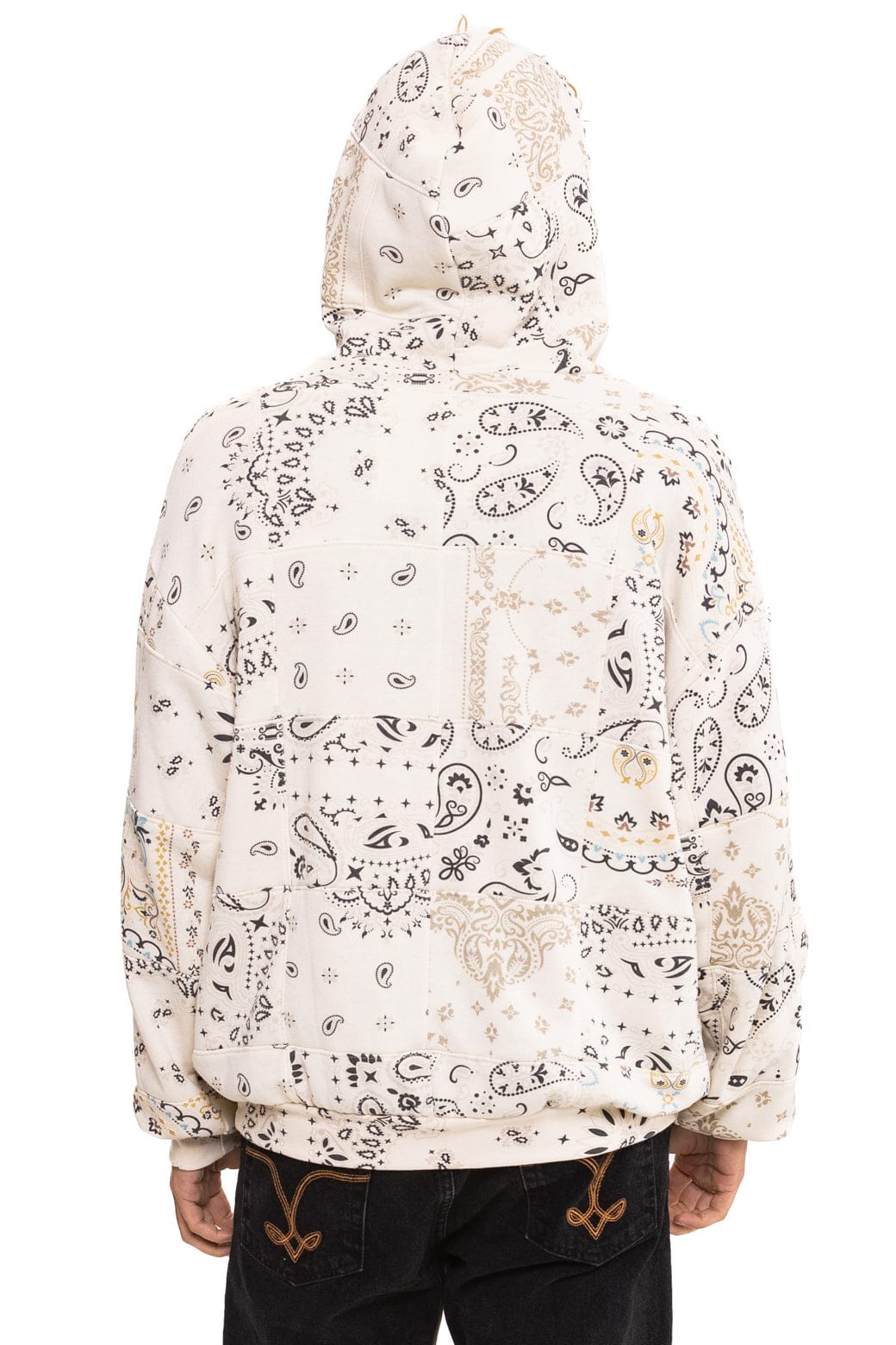BANDANA QUILTED RELAXED PULLOVER HOODIE - VINTAGE WHITE
