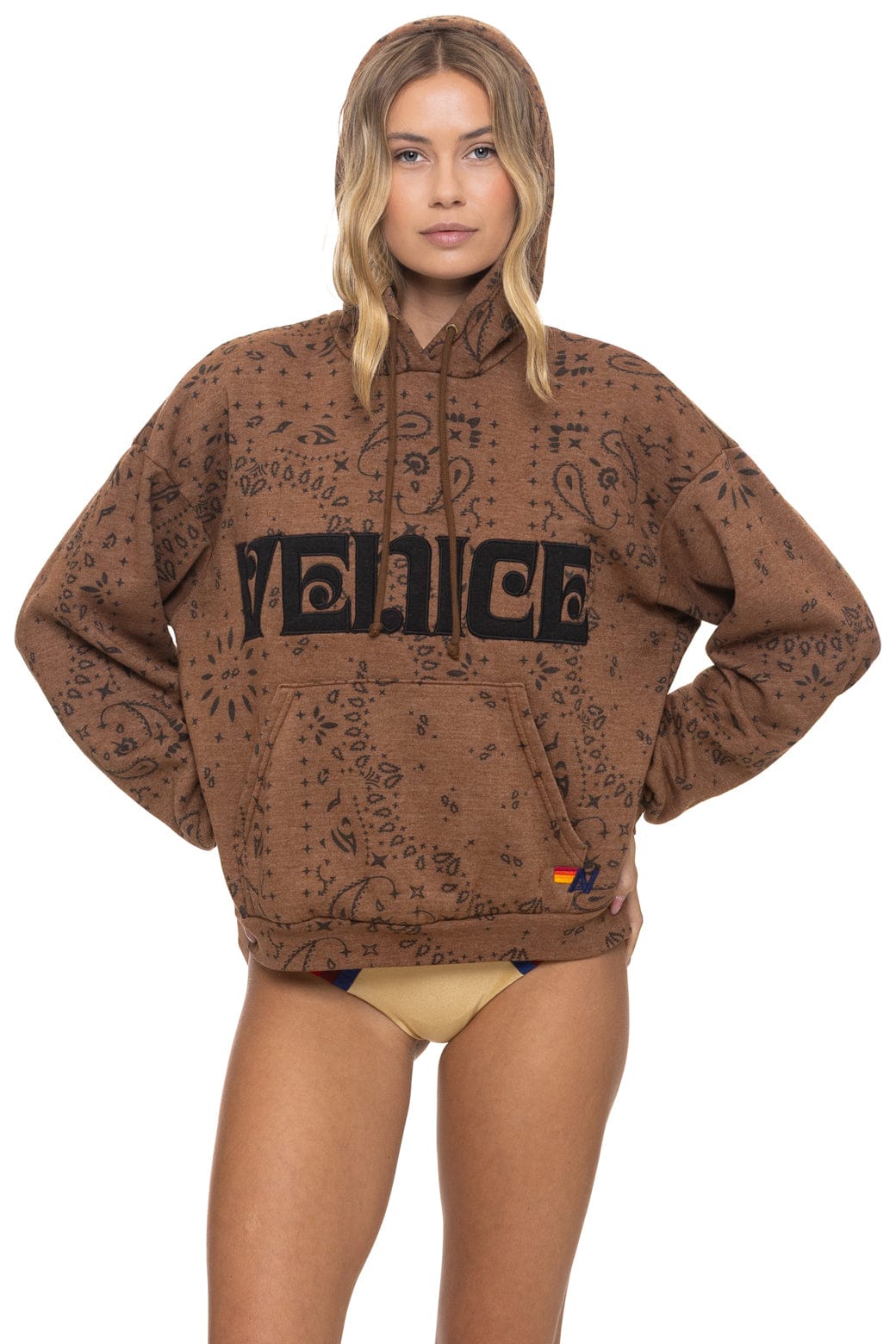 BANDANA VENICE RELAXED PULLOVER HOODIE - CINNAMON