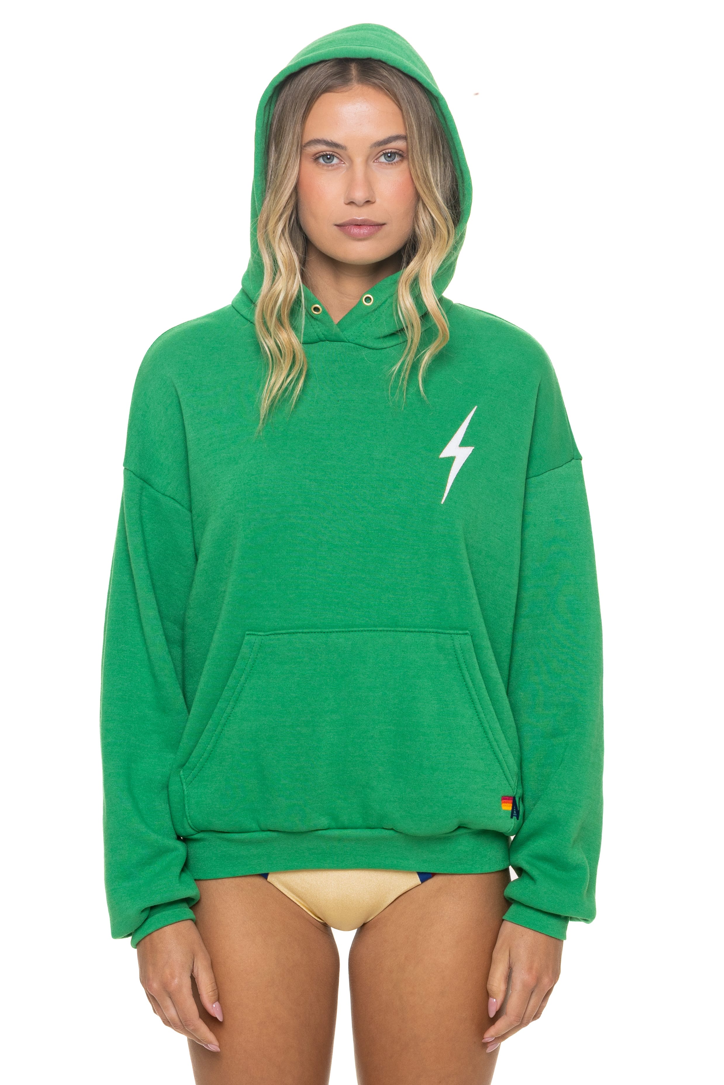 BOLT STITCH RELAXED PULLOVER HOODIE - KELLY GREEN // WHITE