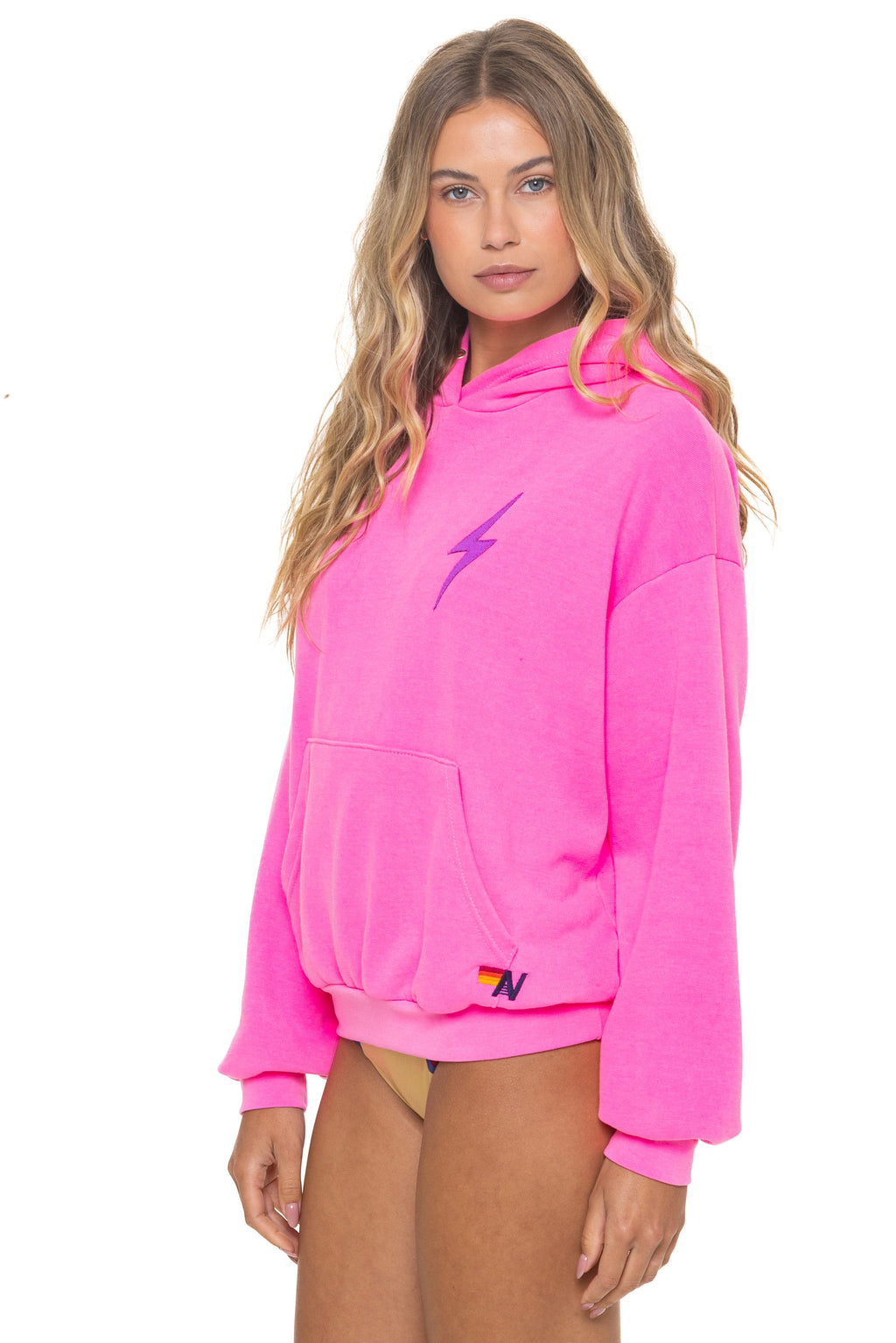 BOLT STITCH RELAXED PULLOVER HOODIE - NEON PINK // NEON PURPLE