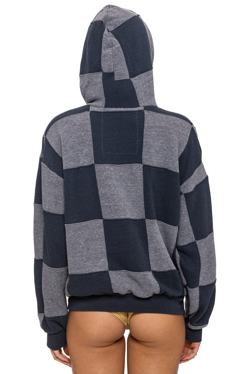 CHECK QUILT RELAXED PULLOVER HOODIE - HEATHER // CHARCOAL