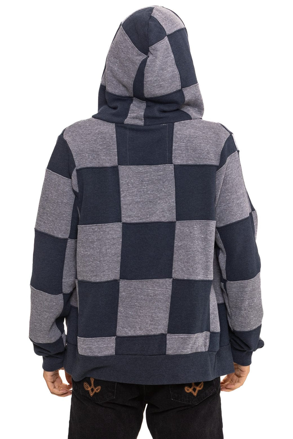 CHECK QUILT ZIP HOODIE - HEATHER // CHARCOAL