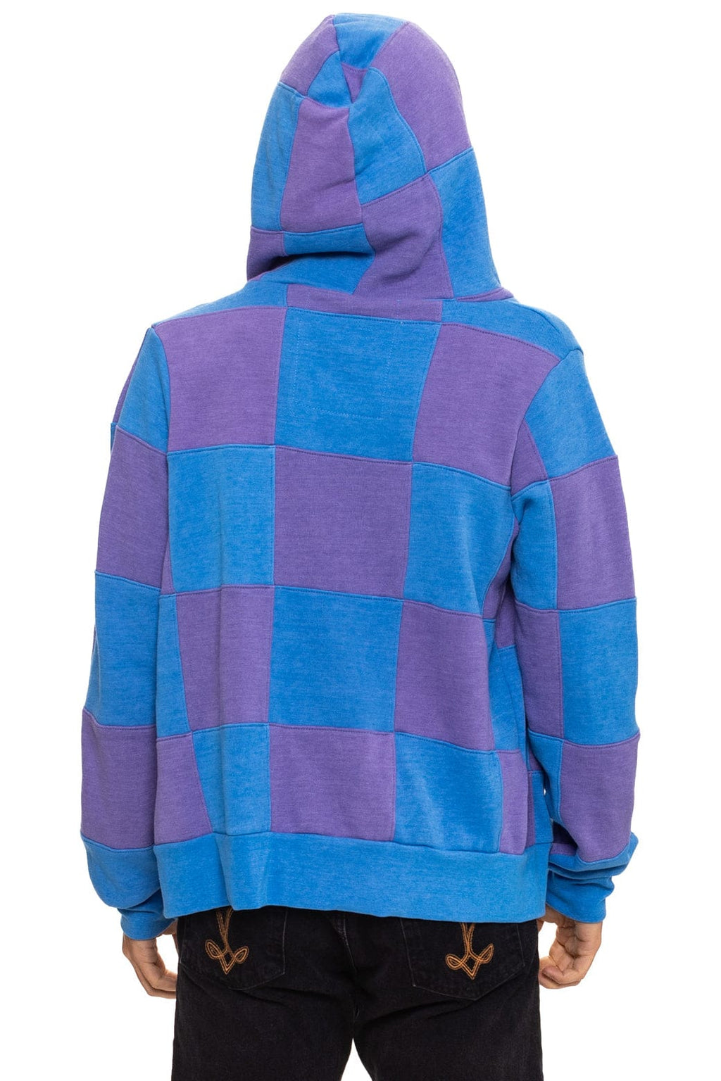CHECK QUILT ZIP HOODIE - LAVENDER // OCEAN