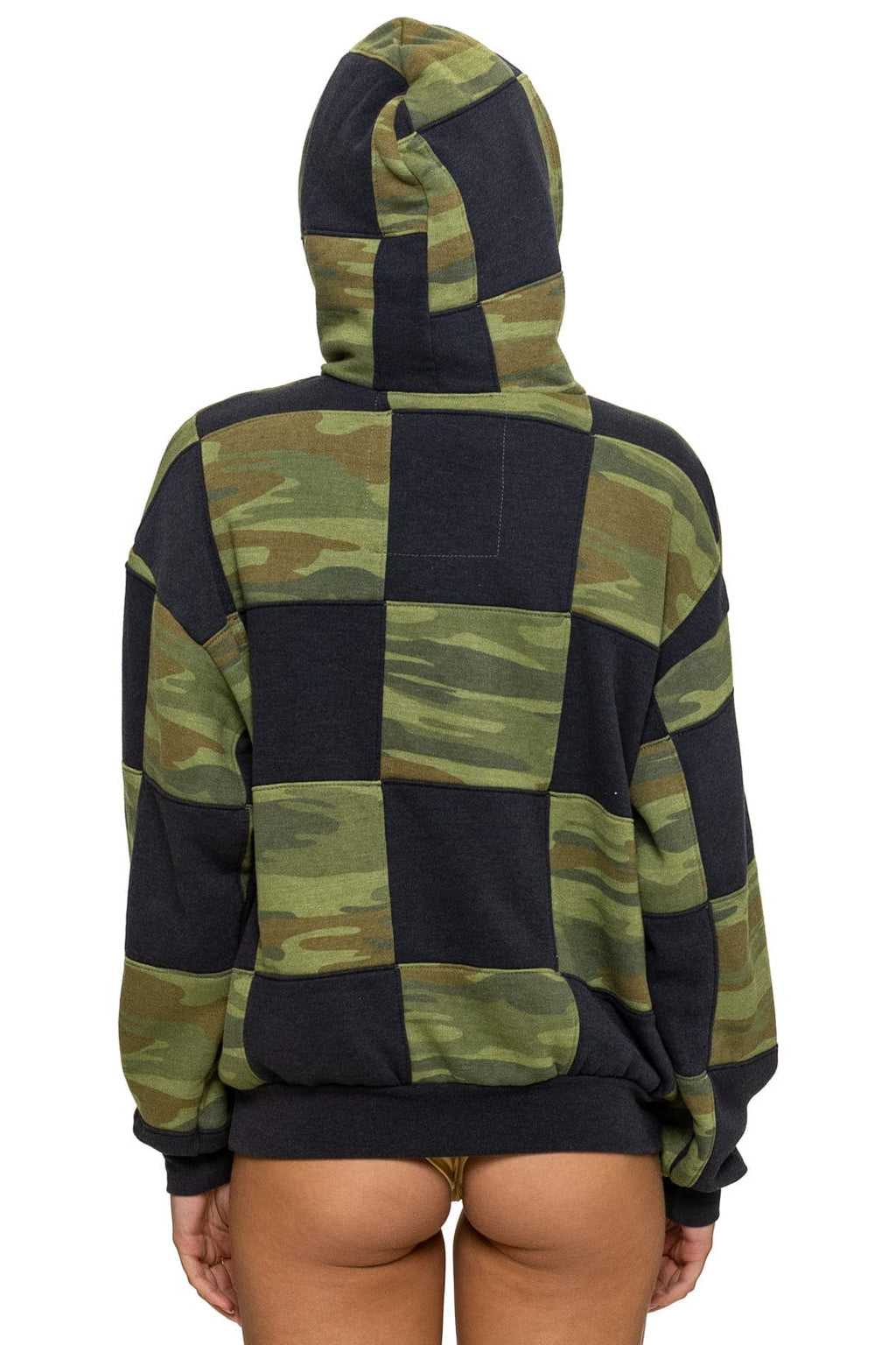 CHECK QUILT RELAXED PULLOVER HOODIE - SMOKE // CAMO