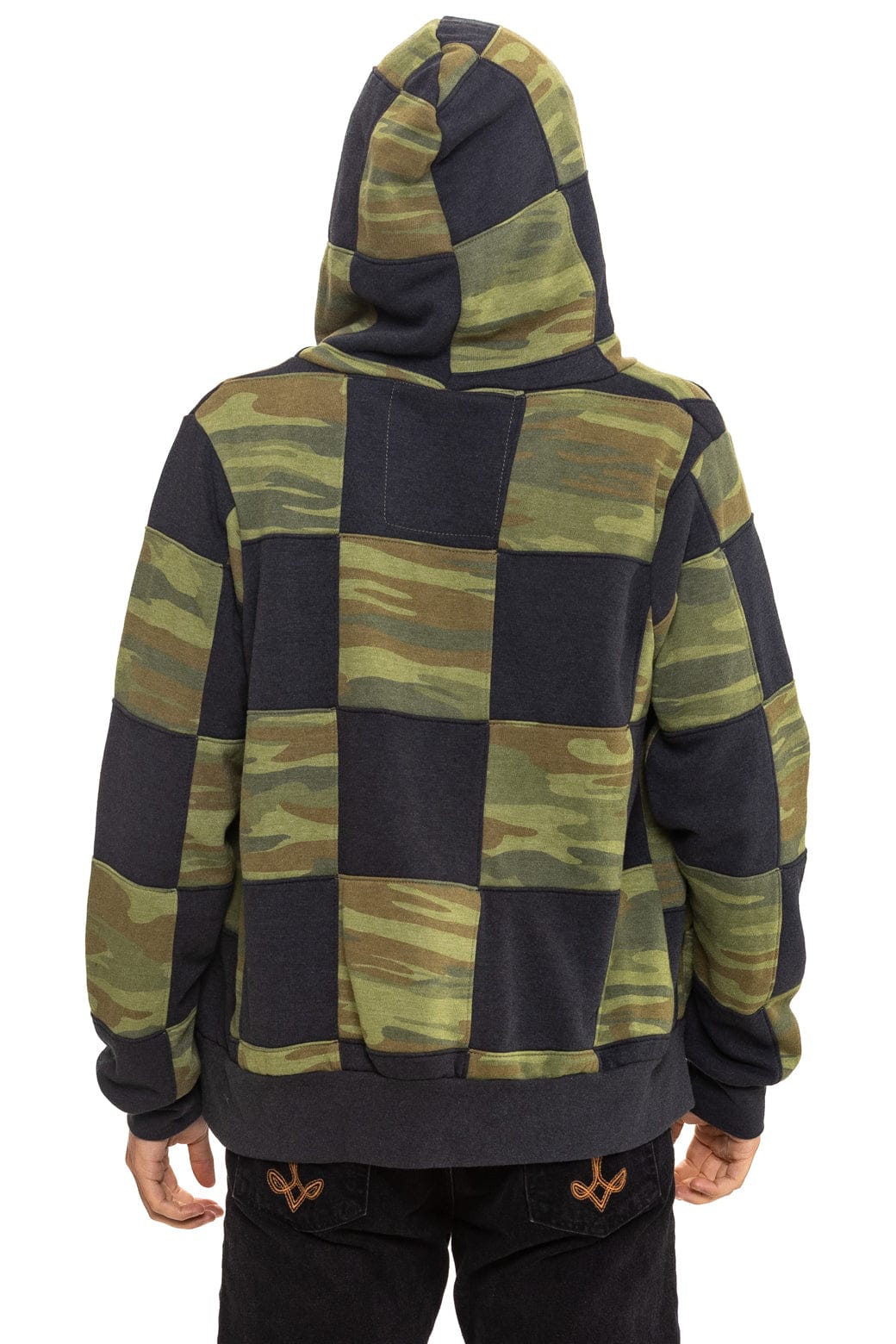 CHECK QUILT ZIP HOODIE - SMOKE // CAMO