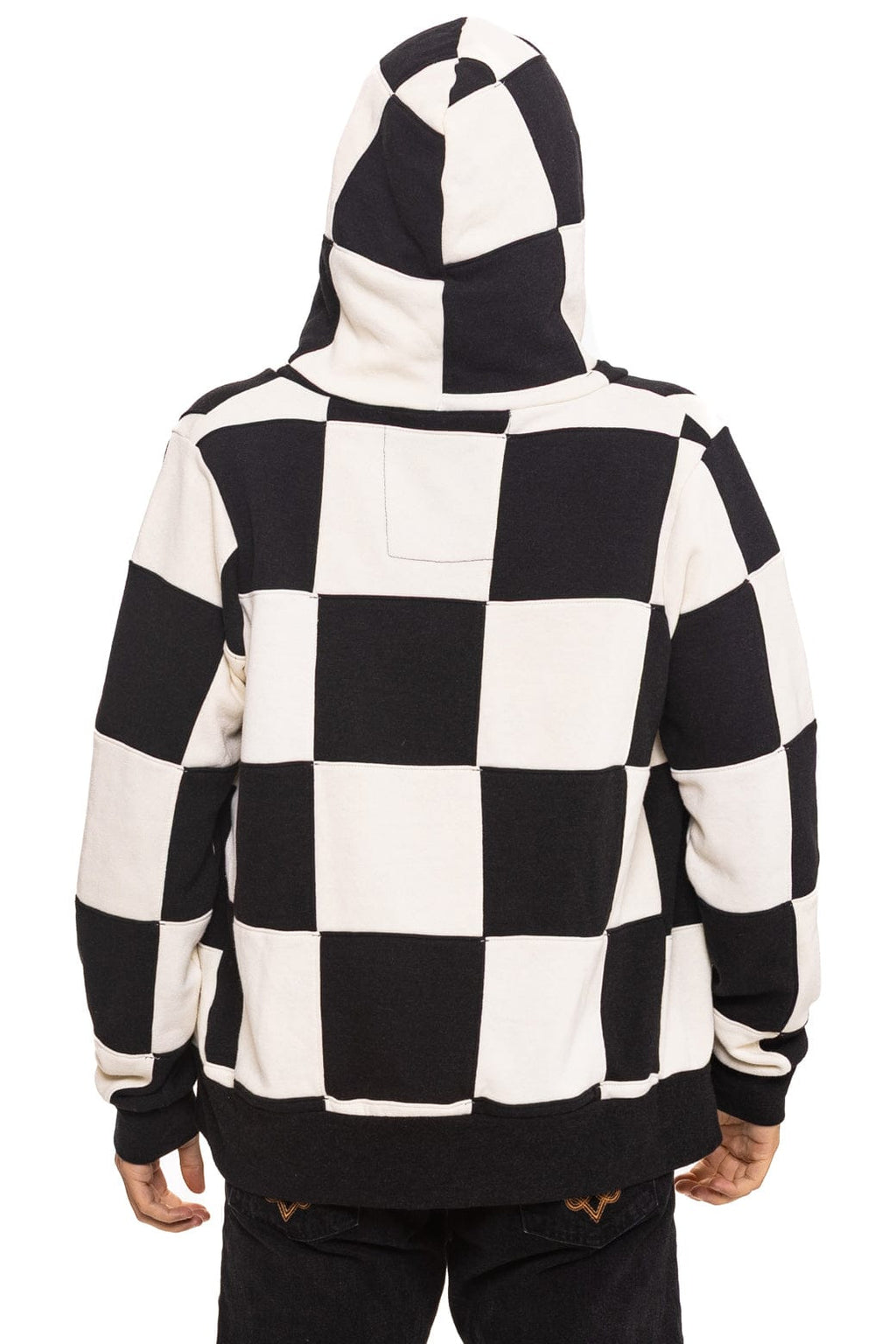 CHECK QUILT ZIP HOODIE - VINTAGE WHITE // BLACK