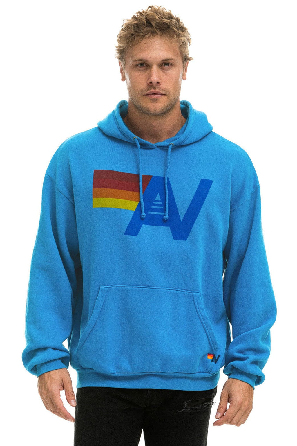 LOGO PULLOVER RELAXED HOODIE - COBALT