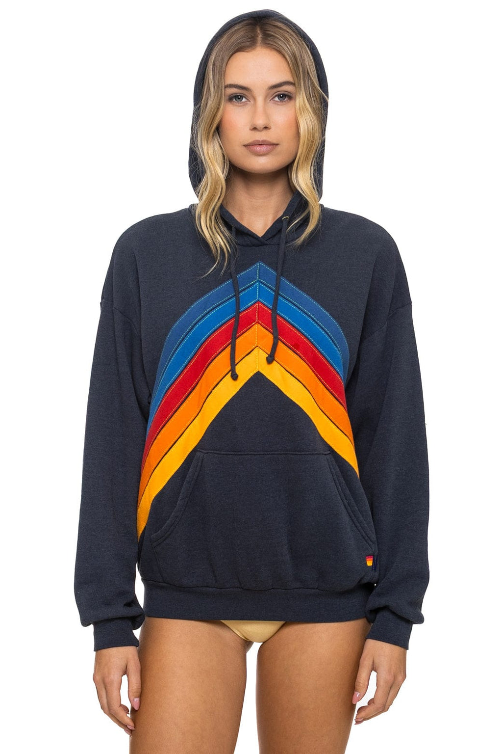 MOUNTAIN STITCH CHEVRON PULLOVER HOODIE RELAXED - CHARCOAL