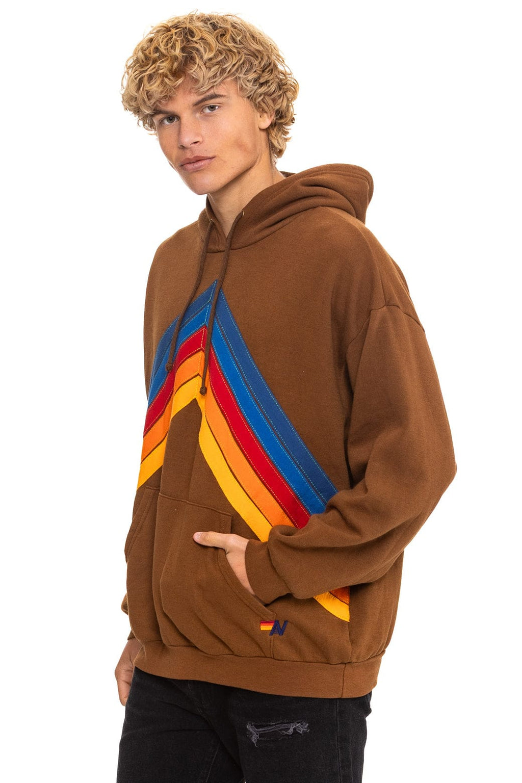 MOUNTAIN STITCH CHEVRON PULLOVER HOODIE RELAXED - CINNAMON