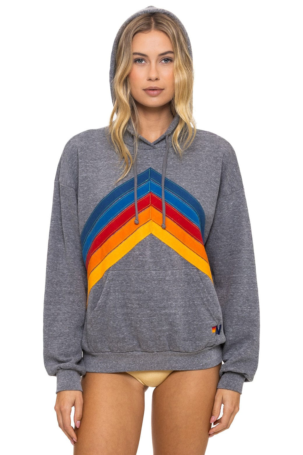 MOUNTAIN STITCH CHEVRON PULLOVER HOODIE RELAXED - HEATHER GREY