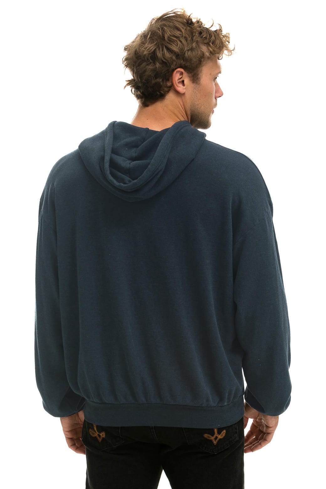 5 STRIPE RELAXED PULLOVER HOODIE - CHARCOAL