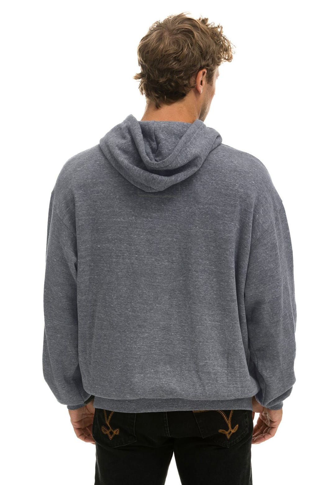5 STRIPE RELAXED PULLOVER HOODIE - HEATHER GREY