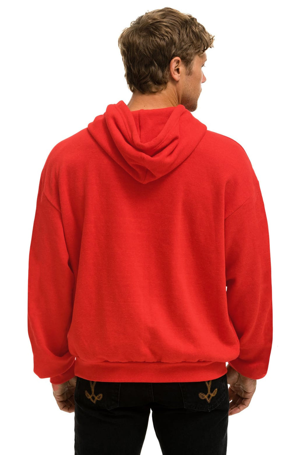 5 STRIPE RELAXED PULLOVER HOODIE - RED