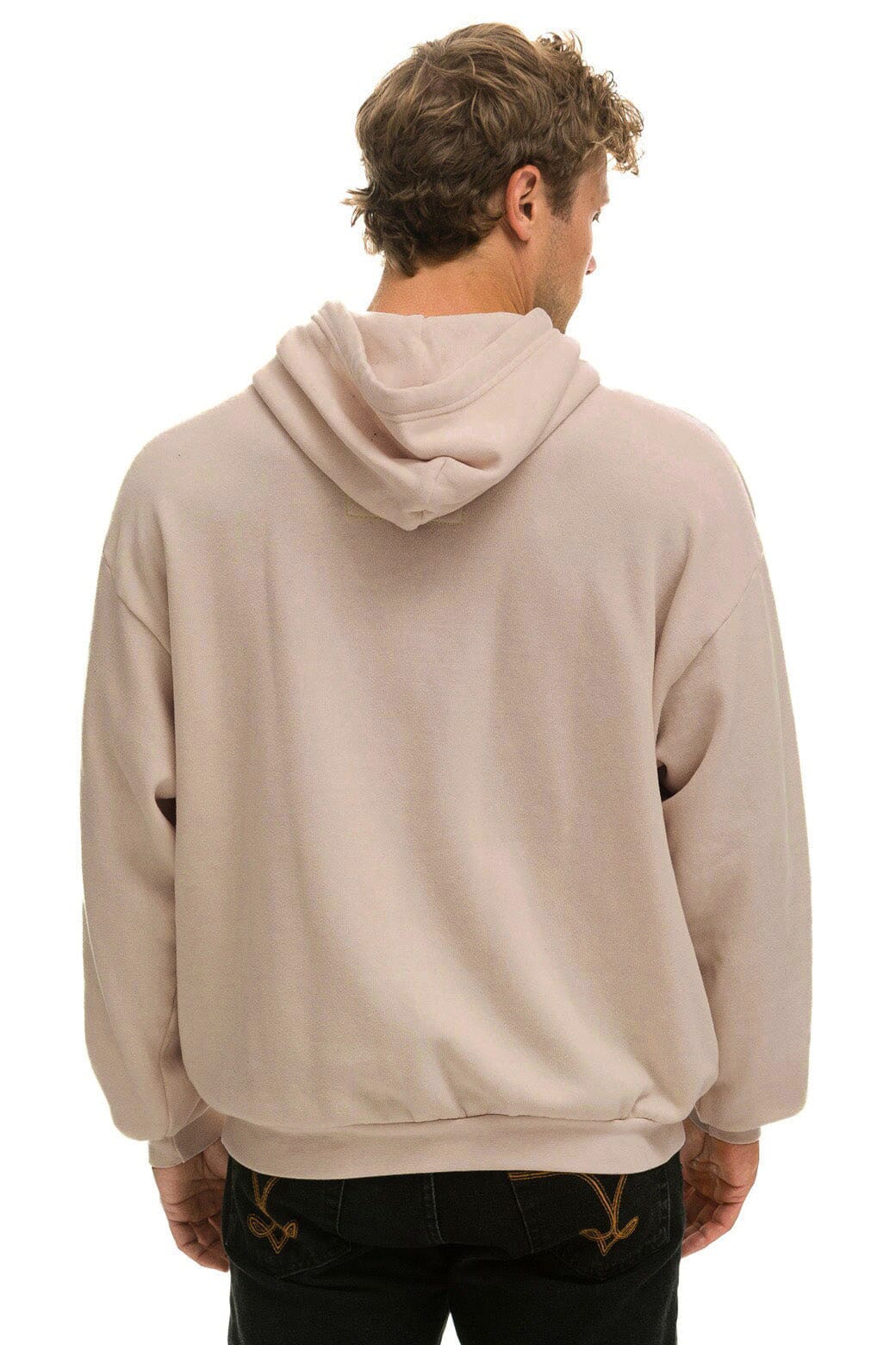 5 STRIPE RELAXED PULLOVER HOODIE - SAND